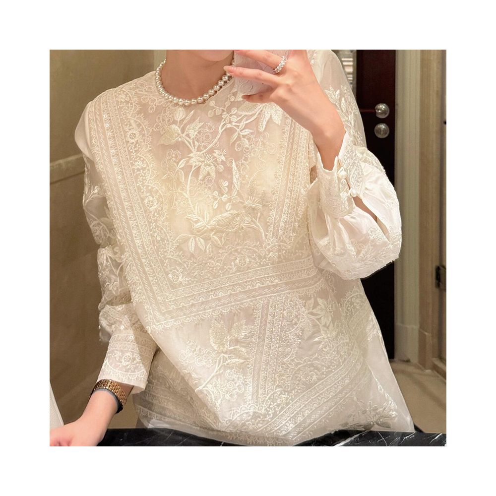 New Chinese Style Lace Shirt with Folded Buttons Women s Summer 2025 New Arrival Versatile Loose fitting Long sleeved Top image 3