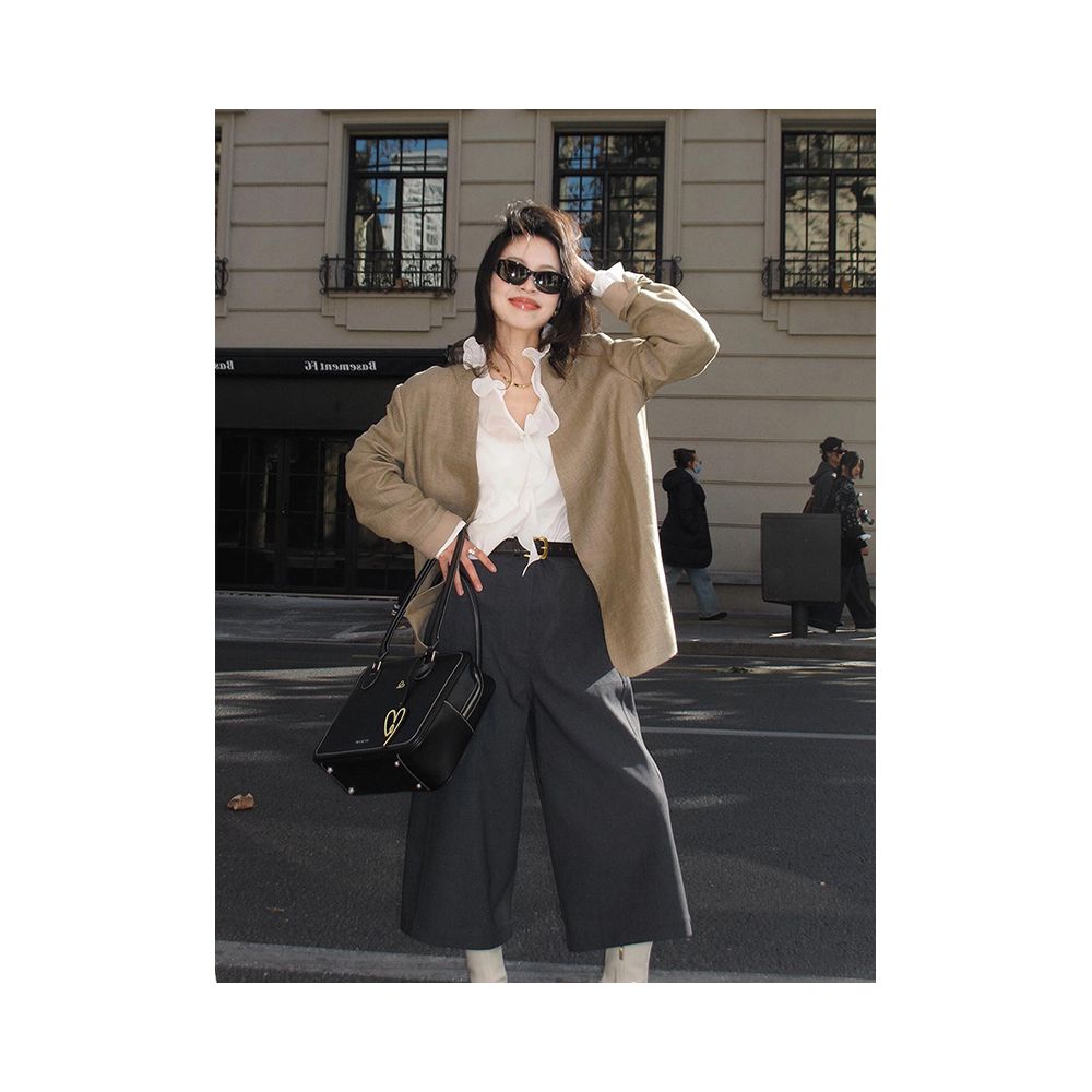 X Rose French style sophisticated shirt with ruffled trim new high end luxurious and fashionable base layer top for women image 4