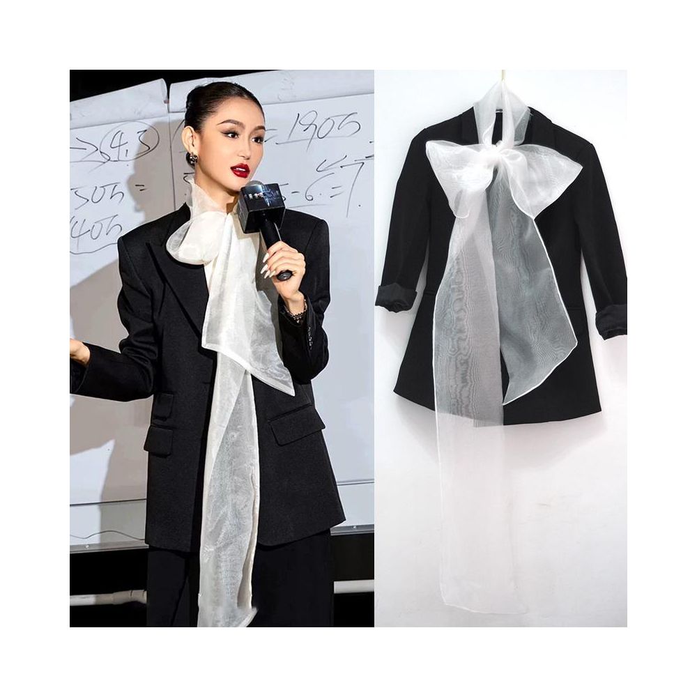 ASAYA5155 – Organza Drama Bow Scarf 🤍✨