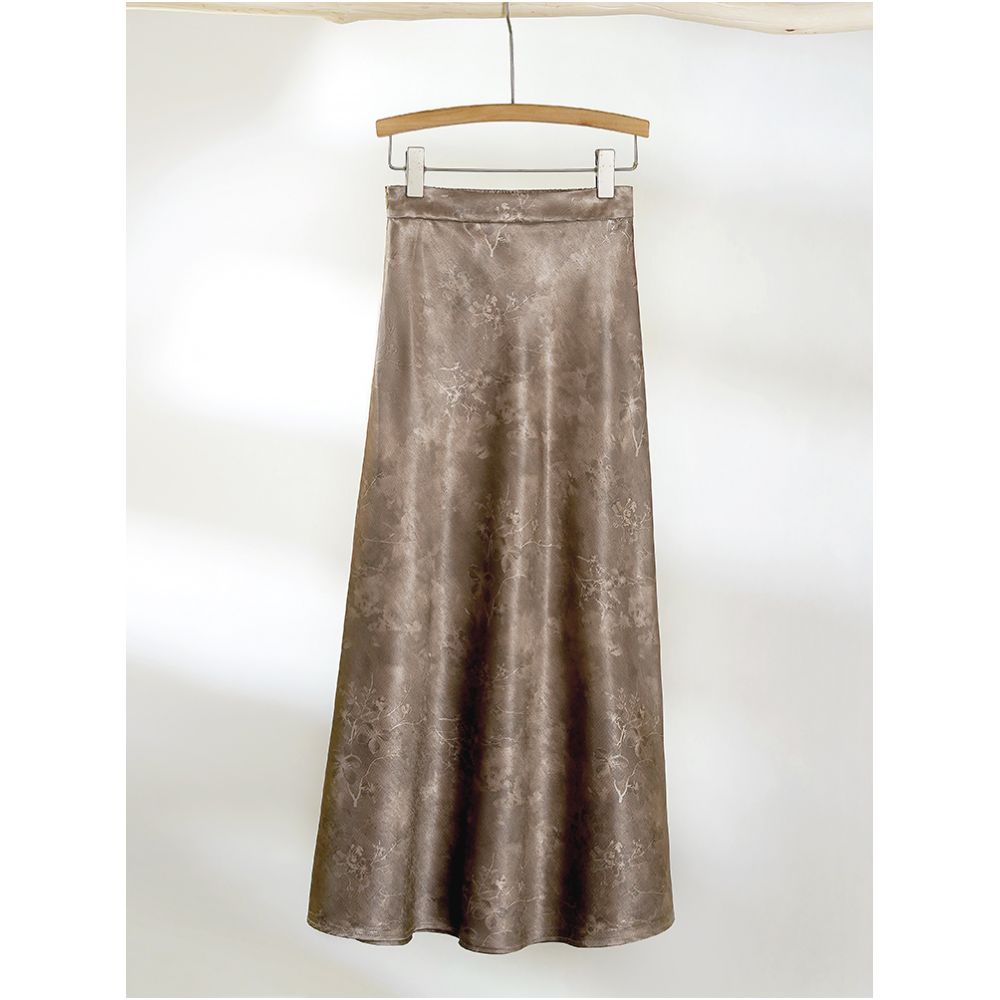 ASAYA5161 – Mocha Satin Jacquard Skirt ☕️✨