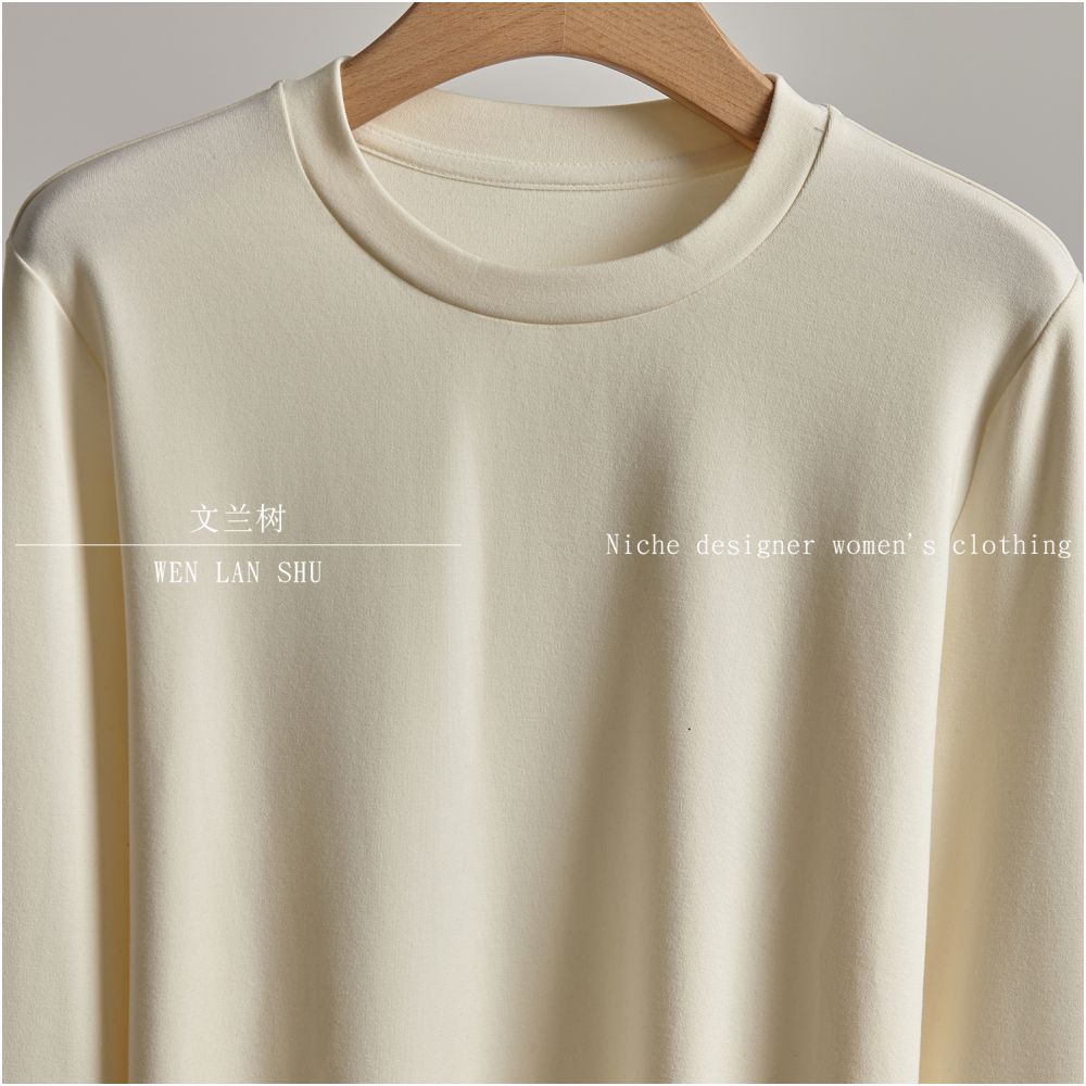 2025 Early Autumn Women s Clothing Chinese Style New Chinese Style Gilded Gold Embroidered Spliced Sleeve Long Sleeve T shirt with Inner Undercover Top image 4