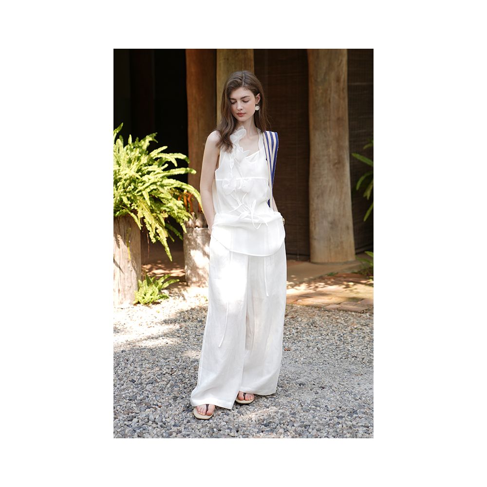 Miorastudio French retro old money style wide leg pants with a sense of drape floor length pants suit casual pants image 0