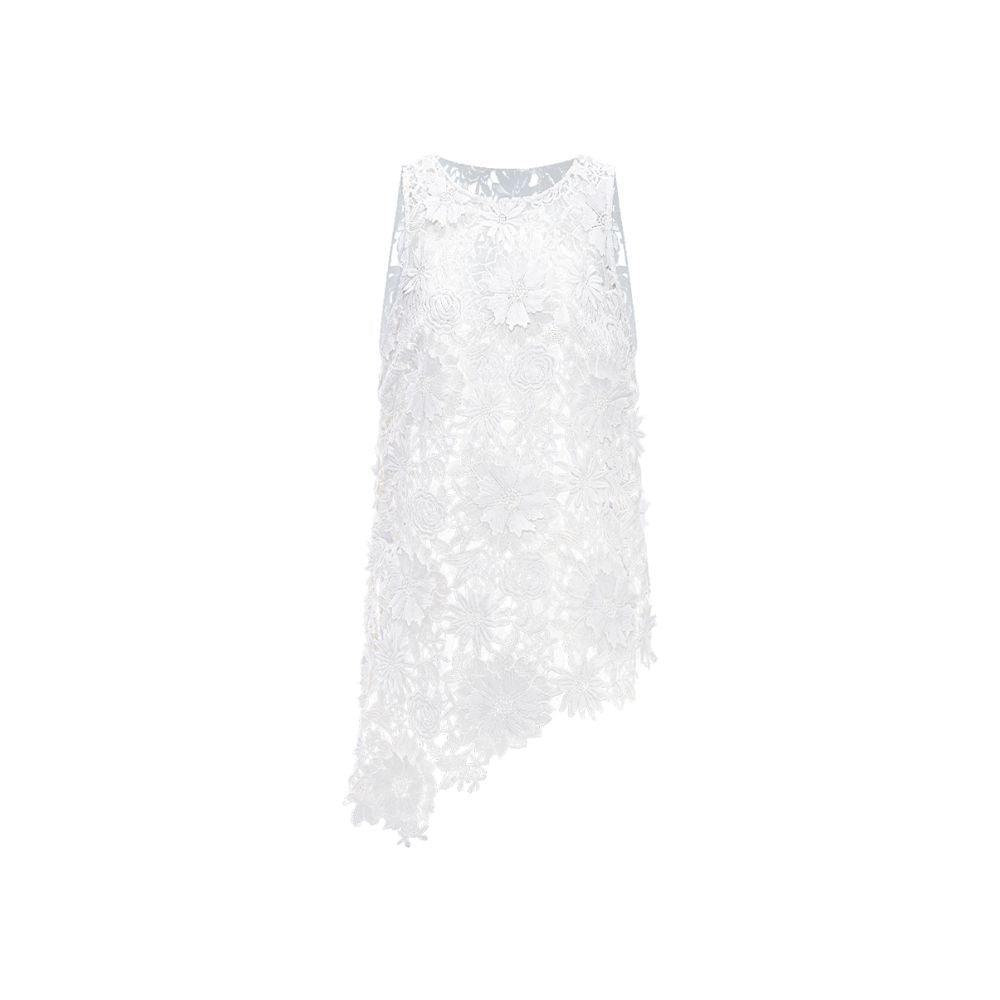miorastudio Summer Capsule Collection French Crochet Heavy Ink White 3D Floral Lace Irregular Top image 7