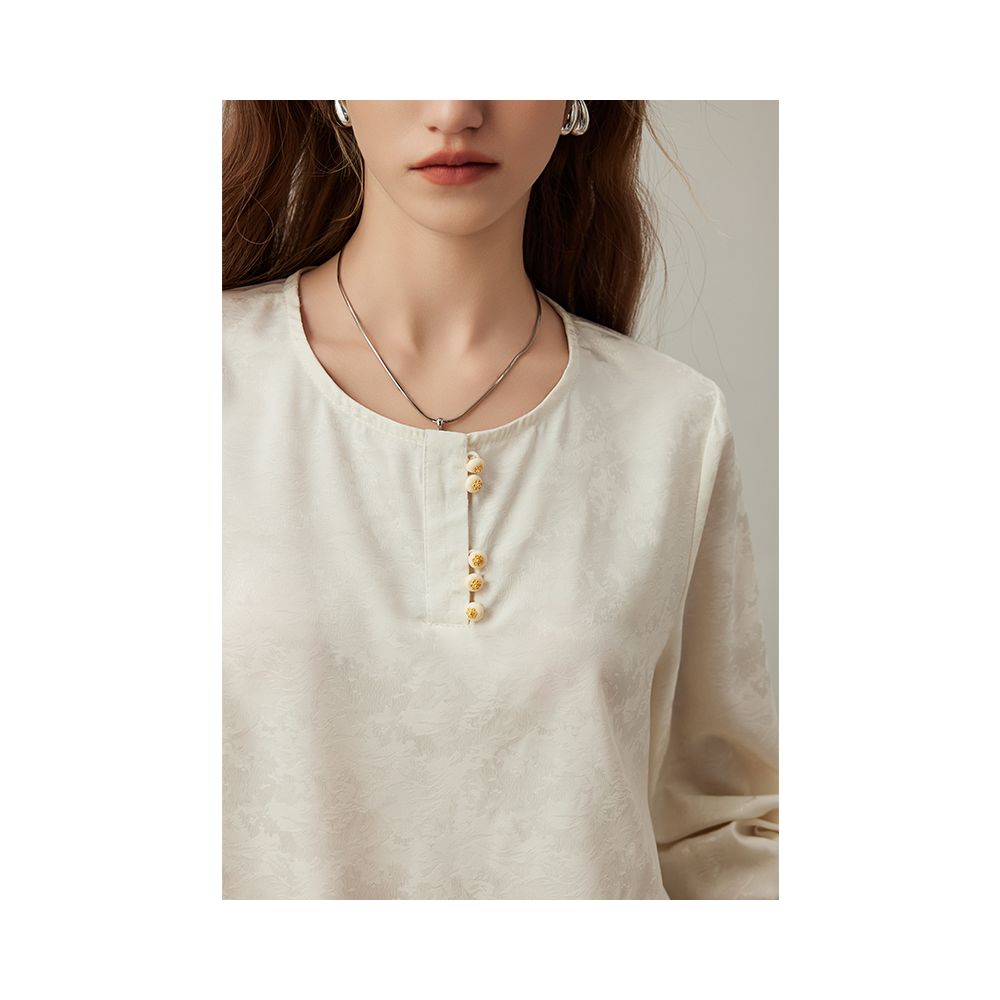 ASAYA5184 – Ivory Lace Cuff Blouse 🤍🌾