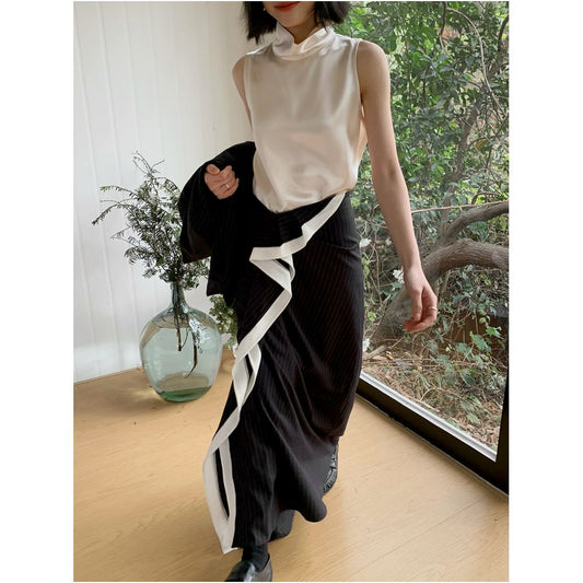ASAYA5193 – Monochrome Wave Skirt 🖤🤍