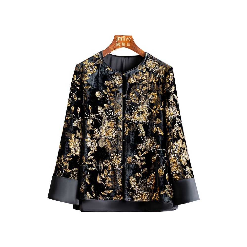 New Chinese style silk velvet embroidered retro style coat for women in autumn 2025 fashionable and versatile Chinese style top image 4