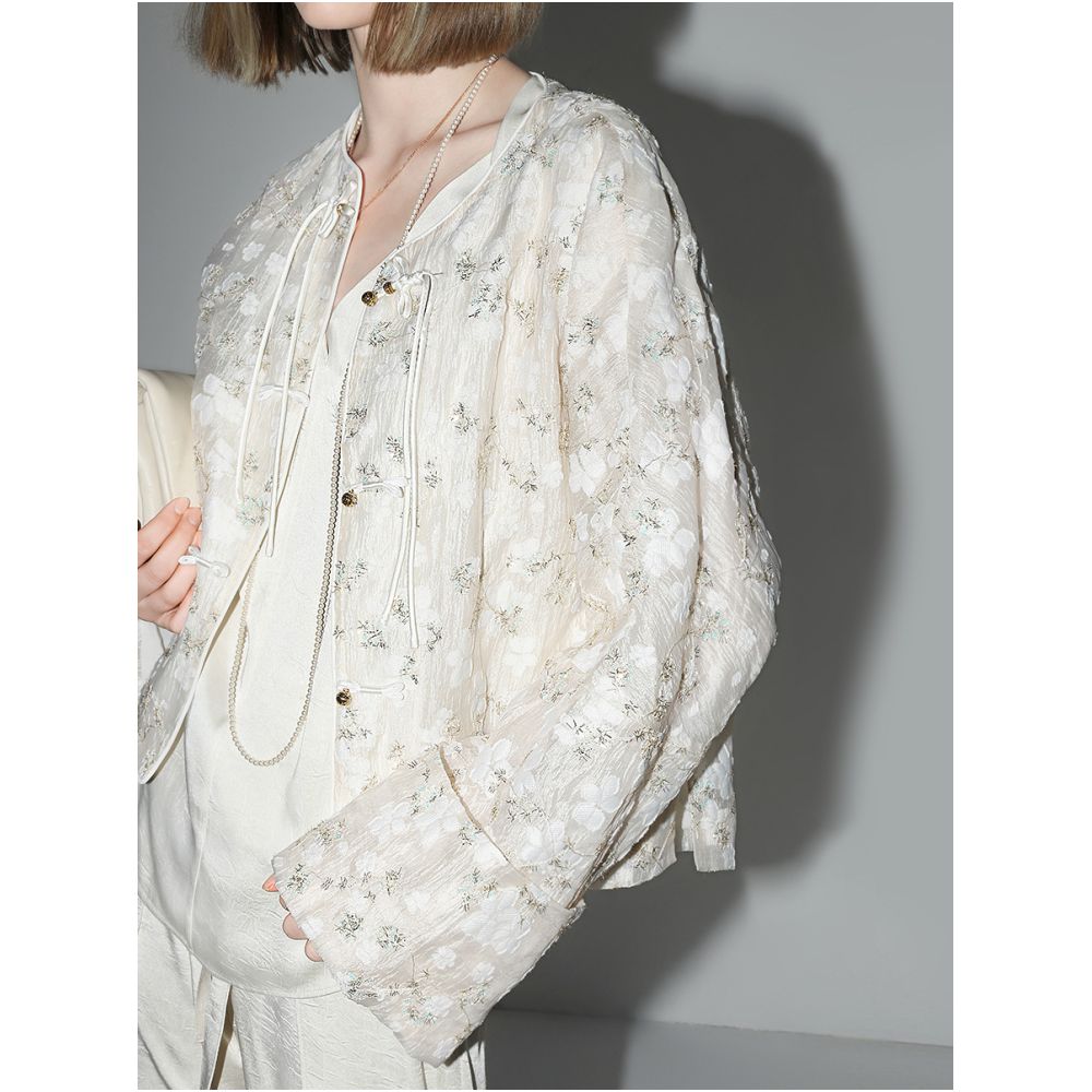 3 pieces of COCOBELLA new Chinese style three dimensional embroidery jacquard suit with Chinese style buckle jacket SC7009 50 off image 1