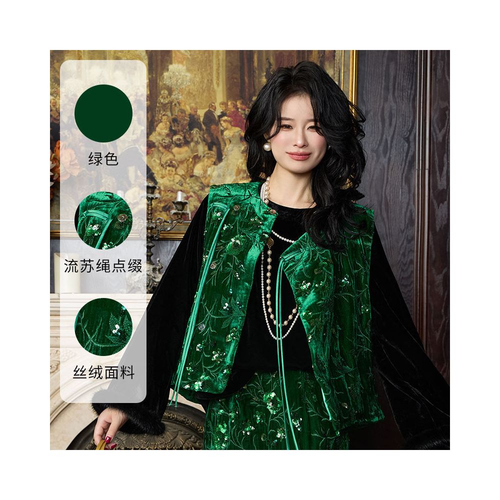 HSSNFZ New Chinese Style Velvet Vest Spring 2025 New Arrival Heavy Embroidery High End Feel Versatile image 15