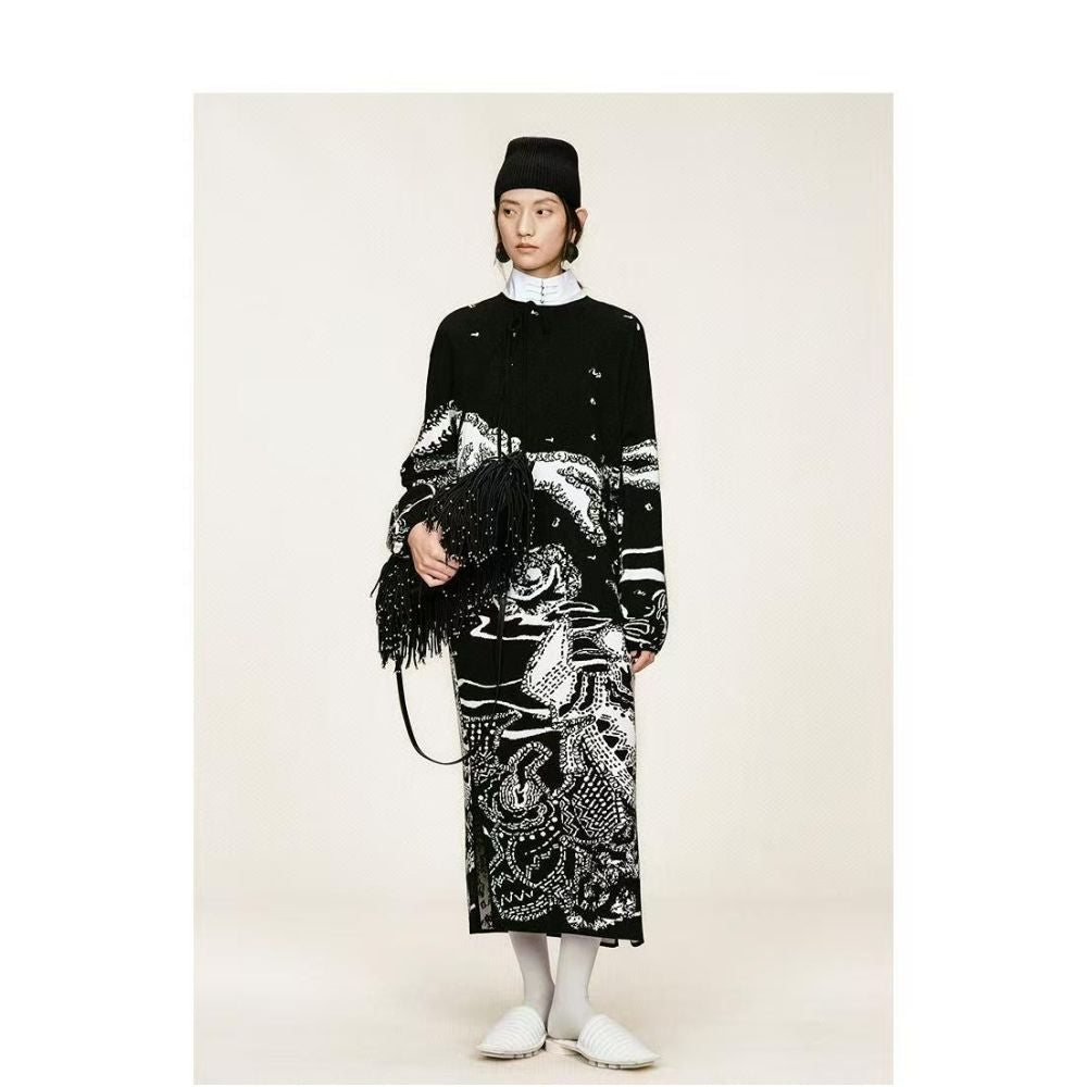 ZCY 2025 Winter New Oriental Slant Front Jacquard Knitted Dress image 7