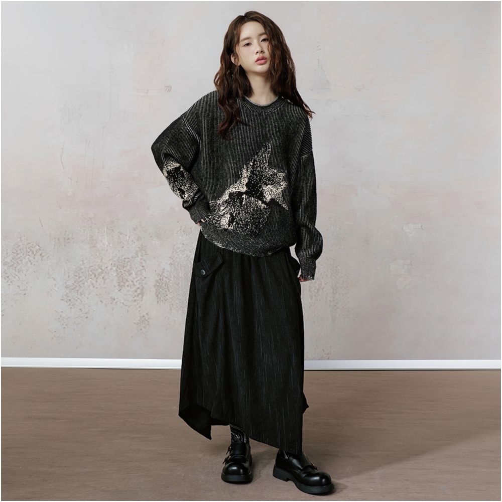 JfYanYan Star Track Corduroy Half Skirt Women s New Autumn Winter Mid length Irregular Half Skirt image 3