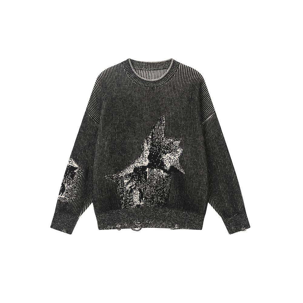 JfYanYan diffuse fairy fish pullover sweater lazy style women s autumn and winter striped knit sweater loose top image 7