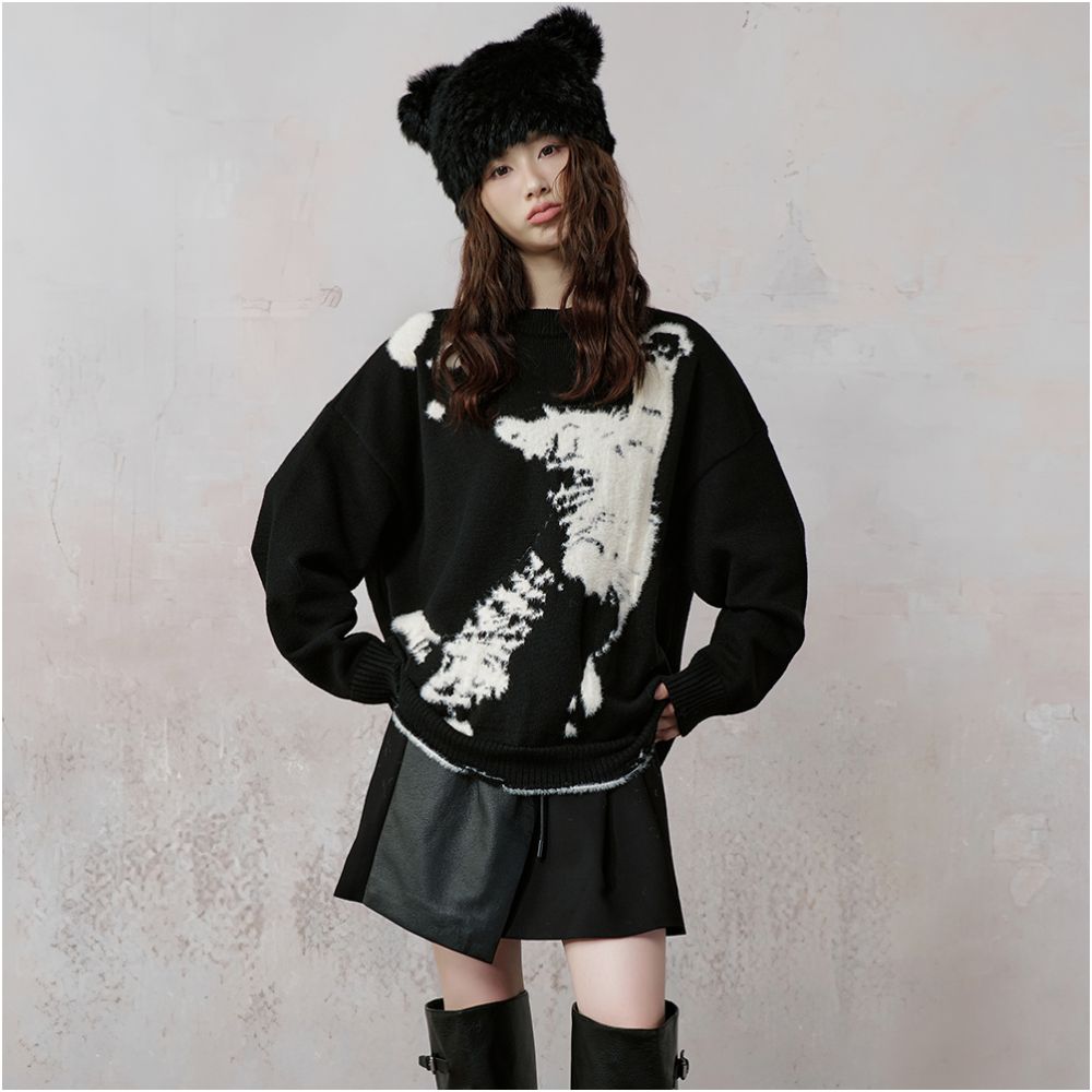 JfYanYan Coco Mocha Half Skirt Autumn Winter Leather Skirt Women s Pants New Black A line Splicing Half Skirt image 5