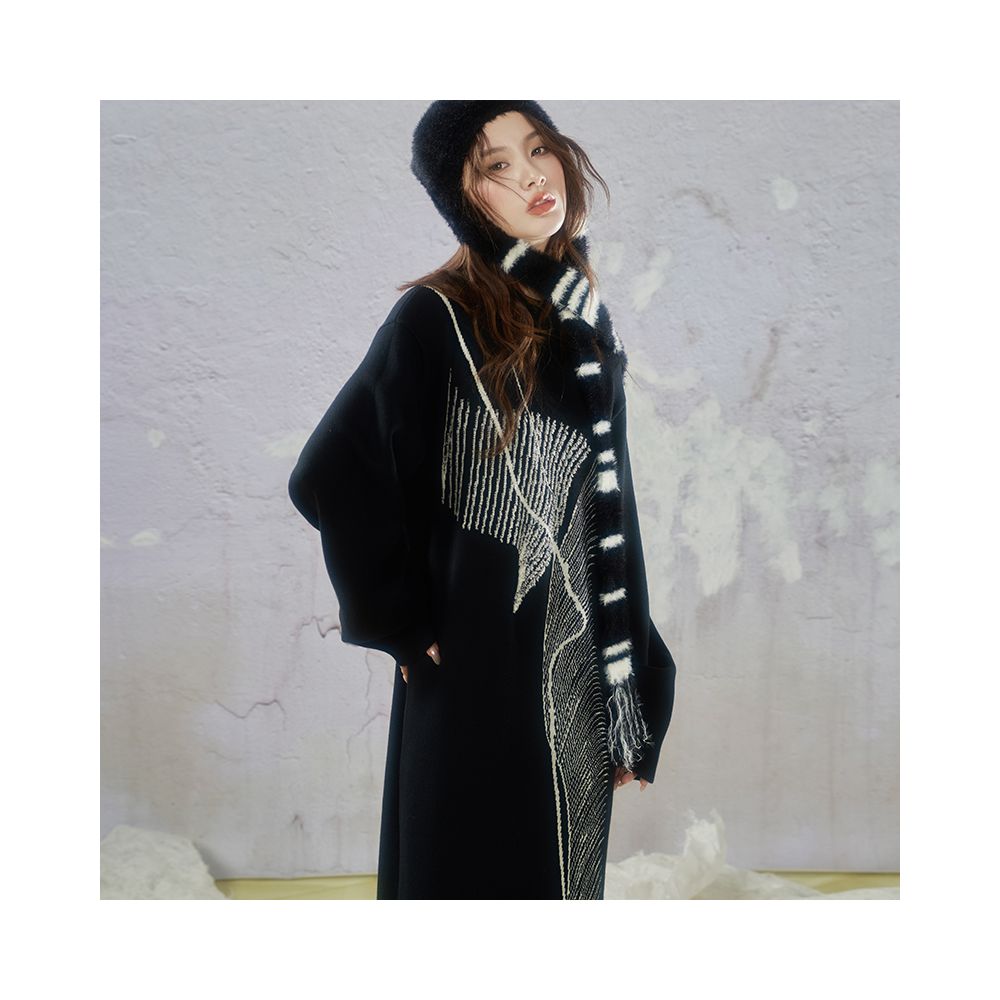 JfYanYan Suspended Sea Black Loose Knitted Dress Women s Hairy Dress Autumn Winter Long Look Slimming Long Dress image 2