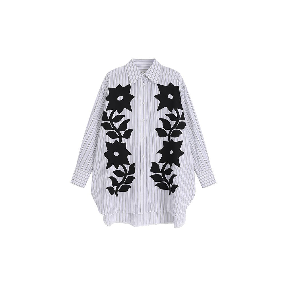 The Middle Celebrity Same Style Print Printed Long sleeved Shirt Artistic High end Stacked Pants and Skirts Set image 7