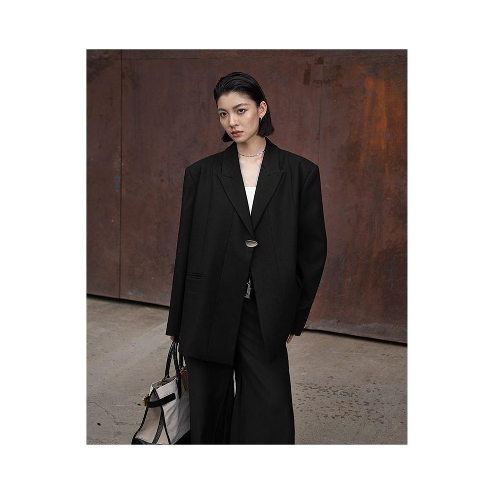 Luo Bian Single Button Original Designer Style Blogger Loose Fit Suit Jacket High End Autumn Top Outerwear image 4