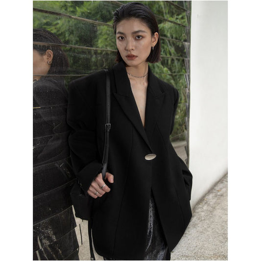 ASAYA5233 – Noir Sculpt Oversized Blazer 🖤✨