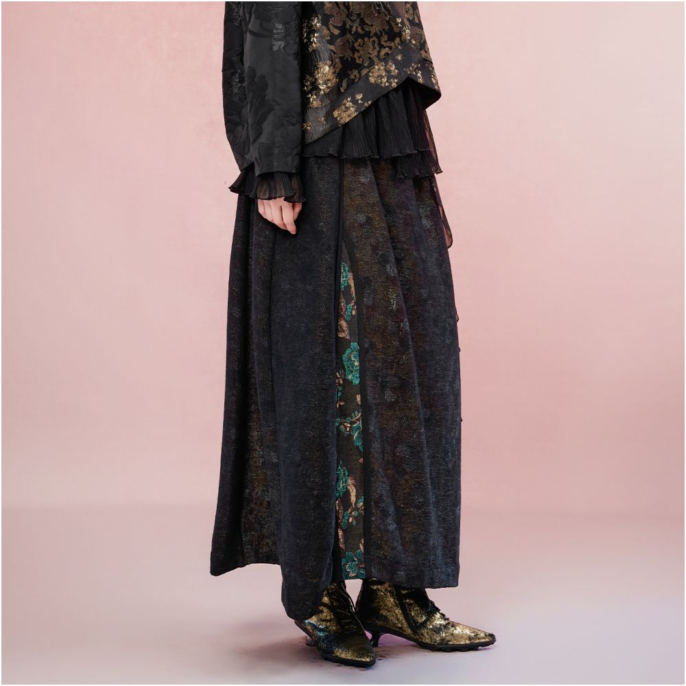 Jiqiu Guercha Mohua Tuan Midi Skirt 2025 Autumn New Style Exotic Retro High end Commuter Light Luxury Women s Clothing image 3