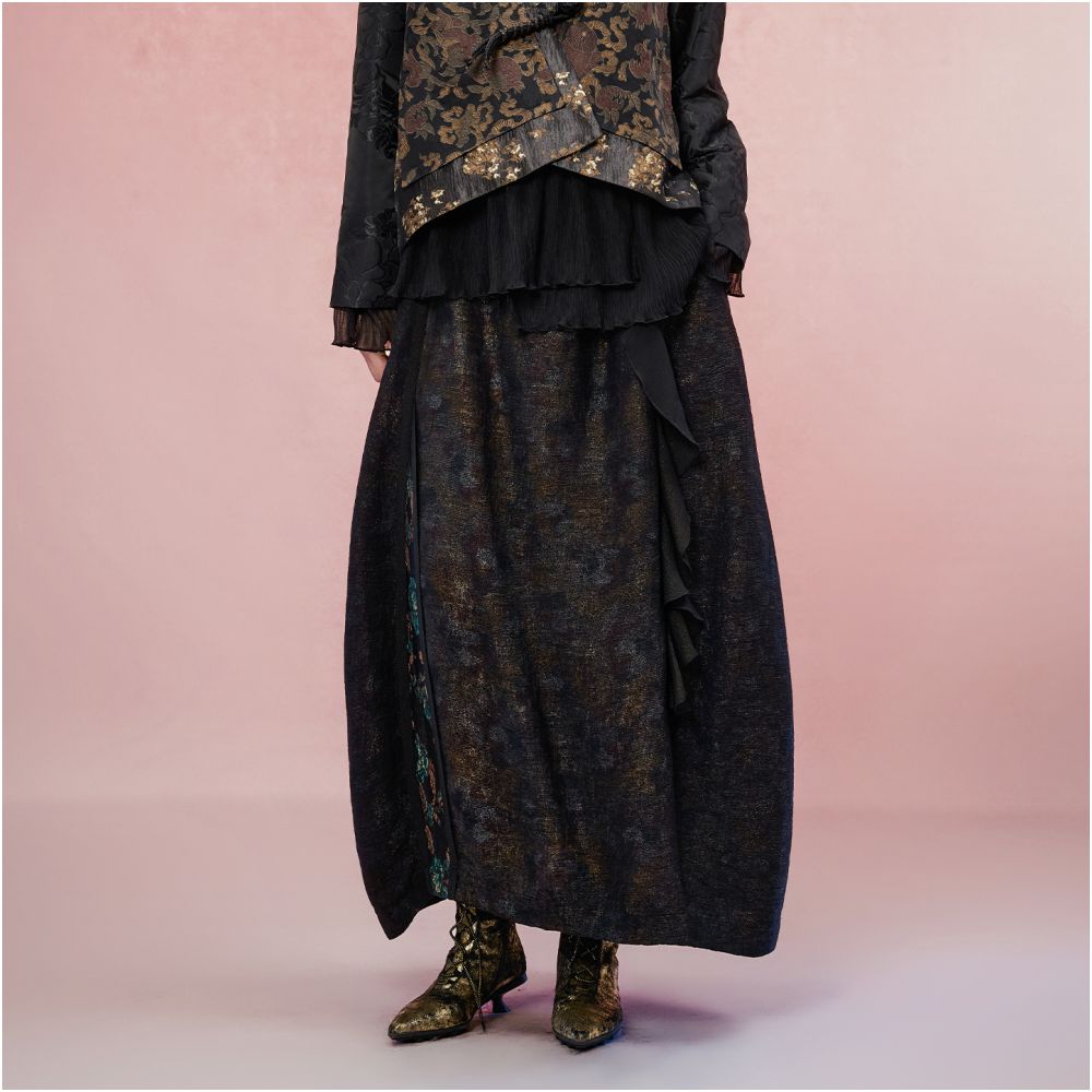 ASAYA5239 – Midnight Poetic Brocade Skirt 🌙✨
