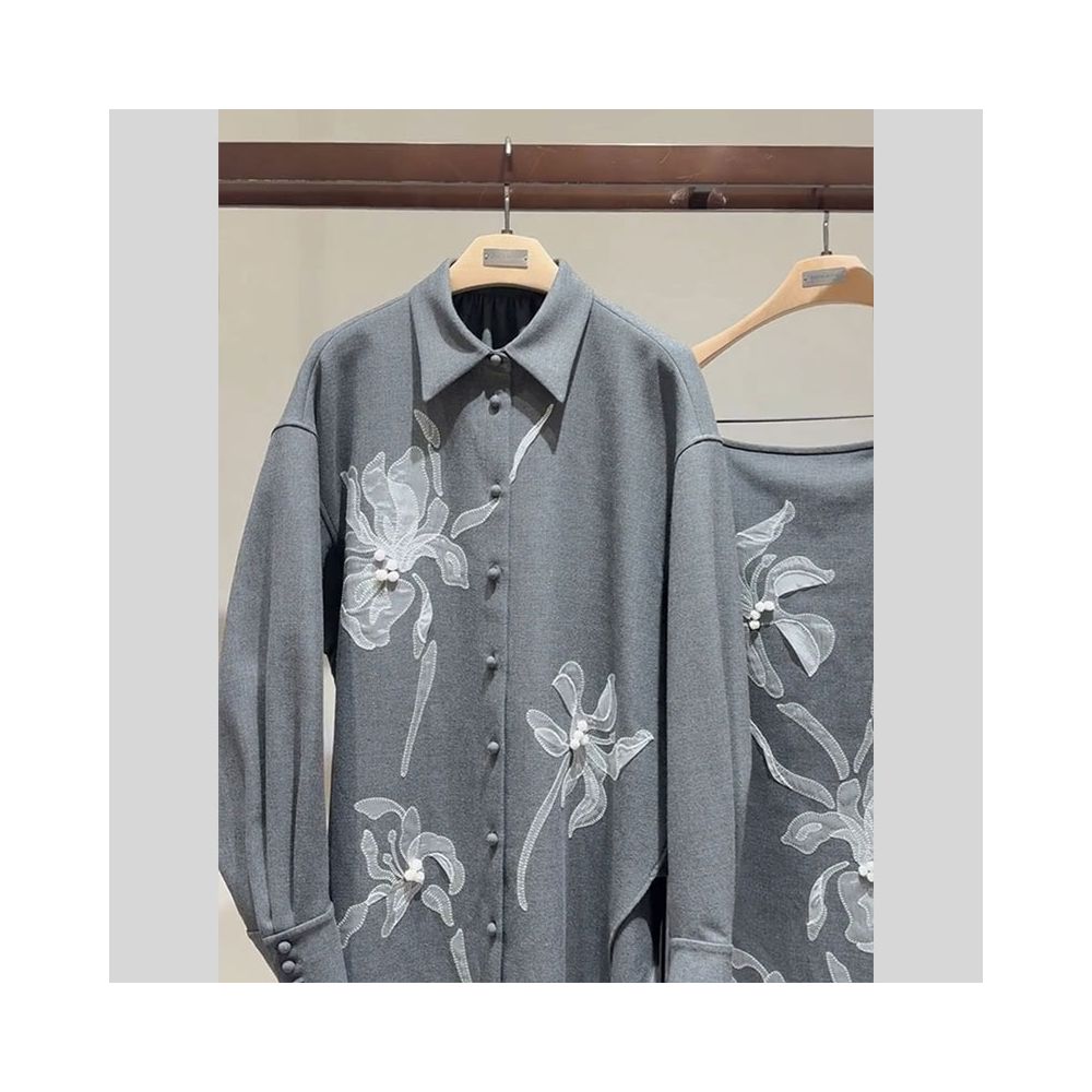 Autumn outfit paired with a complete set of super beautiful unique fashionable and high end styles a youthful and stylish top and half skirt two piece set image 4