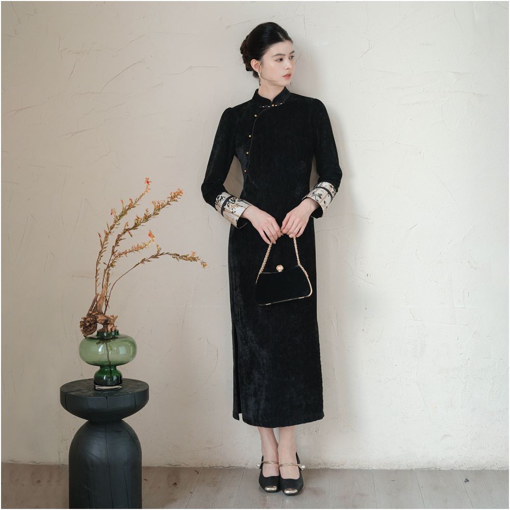 Chuchan Clothing s New Chinese Style Dress for Women 25 New Arrival Elegant and Noble Stand Collar Slanted Opening Modified Cheongsam image 4
