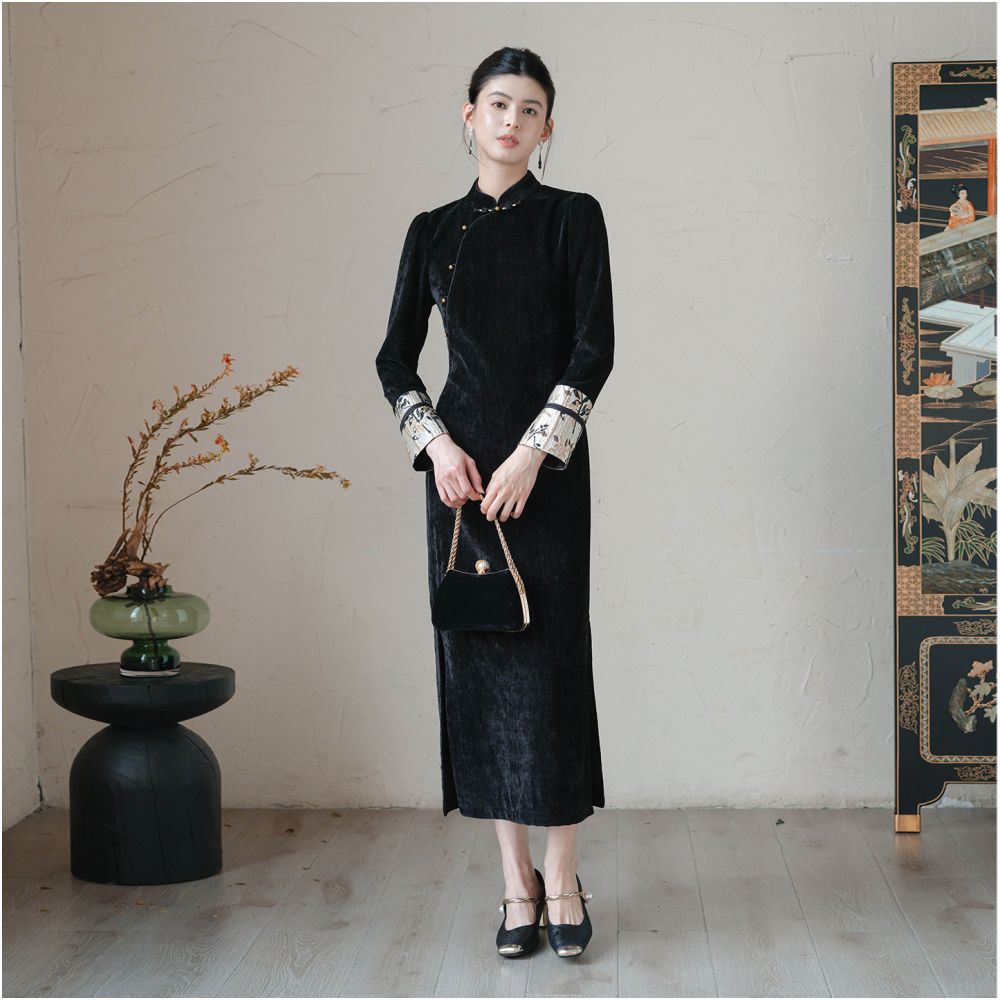 Chuchan Clothing s New Chinese Style Dress for Women 25 New Arrival Elegant and Noble Stand Collar Slanted Opening Modified Cheongsam image 5