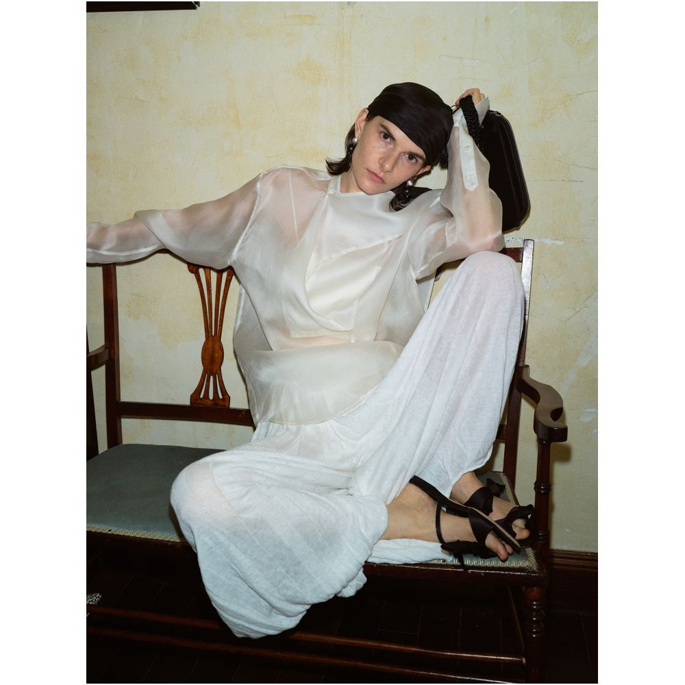 TOP Home Mist Morning Light French Romantic Retro 100 Mulberry Silk Fashionable High End Organza Ribbon Shirt image 0