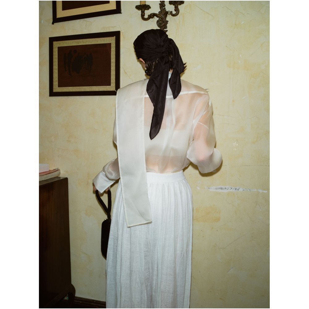 TOP Home Mist Morning Light French Romantic Retro 100 Mulberry Silk Fashionable High End Organza Ribbon Shirt image 2