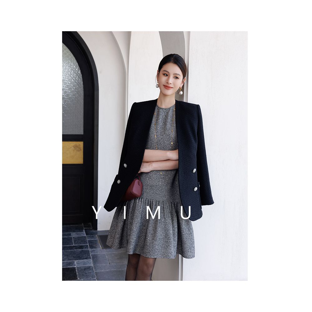 Autumn dress women s new style light luxury high end feeling 2024 new gray small fragrant French box style temperament skirt image 4