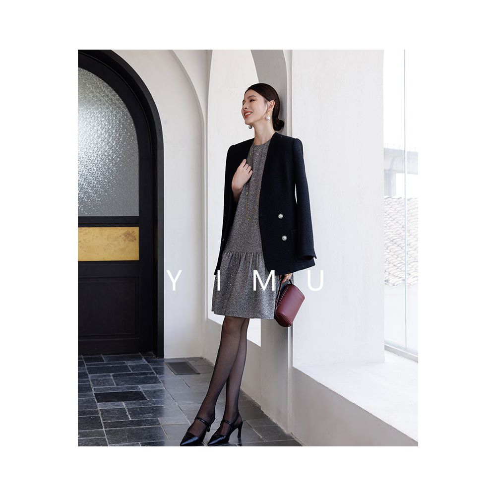 Autumn dress women s new style light luxury high end feeling 2024 new gray small fragrant French box style temperament skirt image 5