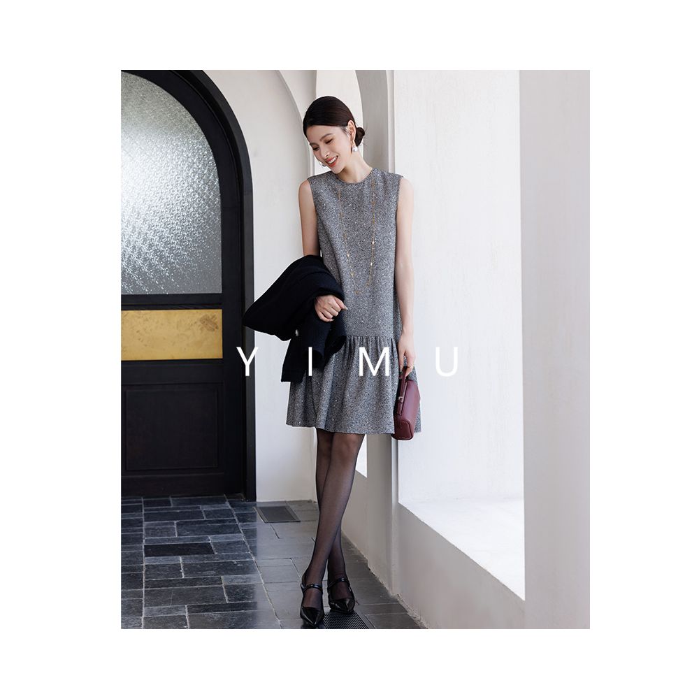 Autumn dress women s new style light luxury high end feeling 2024 new gray small fragrant French box style temperament skirt image 12