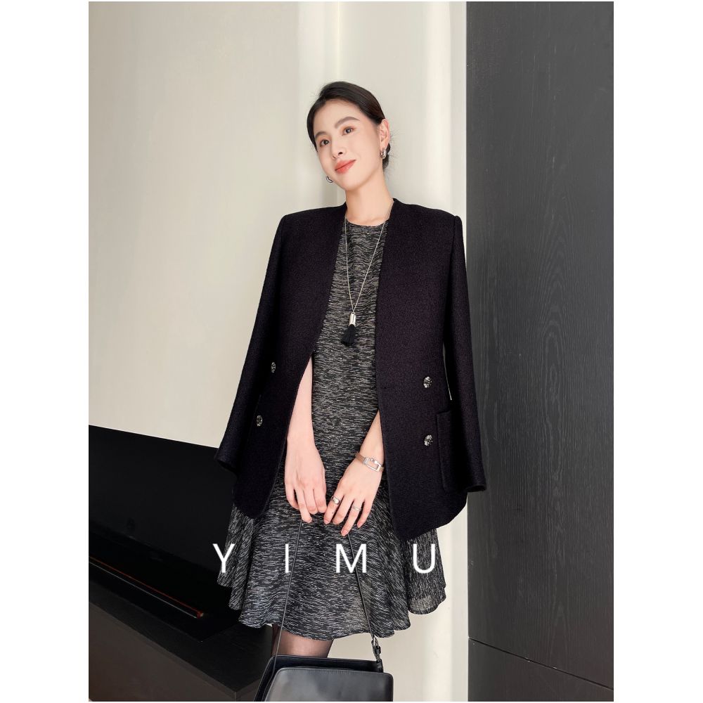 YIMU dress for women covering the belly to make them look slim luxurious and high end 2025 new autumn and winter small fragrance French style dress image 2