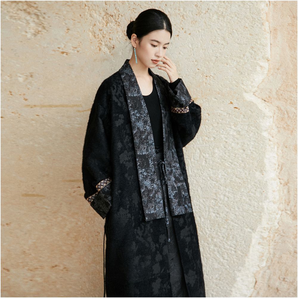 Anytime Qichen Badayun Patchwork Fabric New Chinese Ethnic Style Wool Jacquard Coat for Women image 2