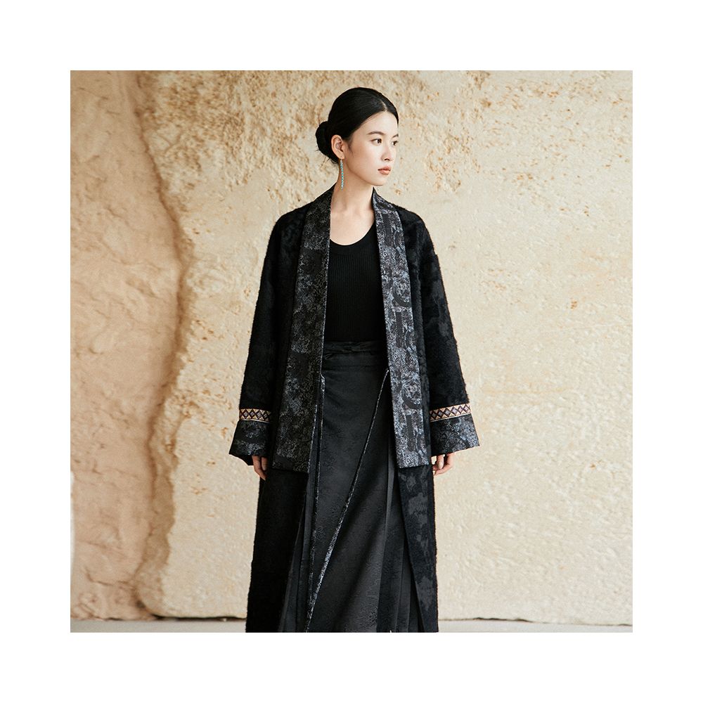 Anytime Qichen Badayun Patchwork Fabric New Chinese Ethnic Style Wool Jacquard Coat for Women image 8