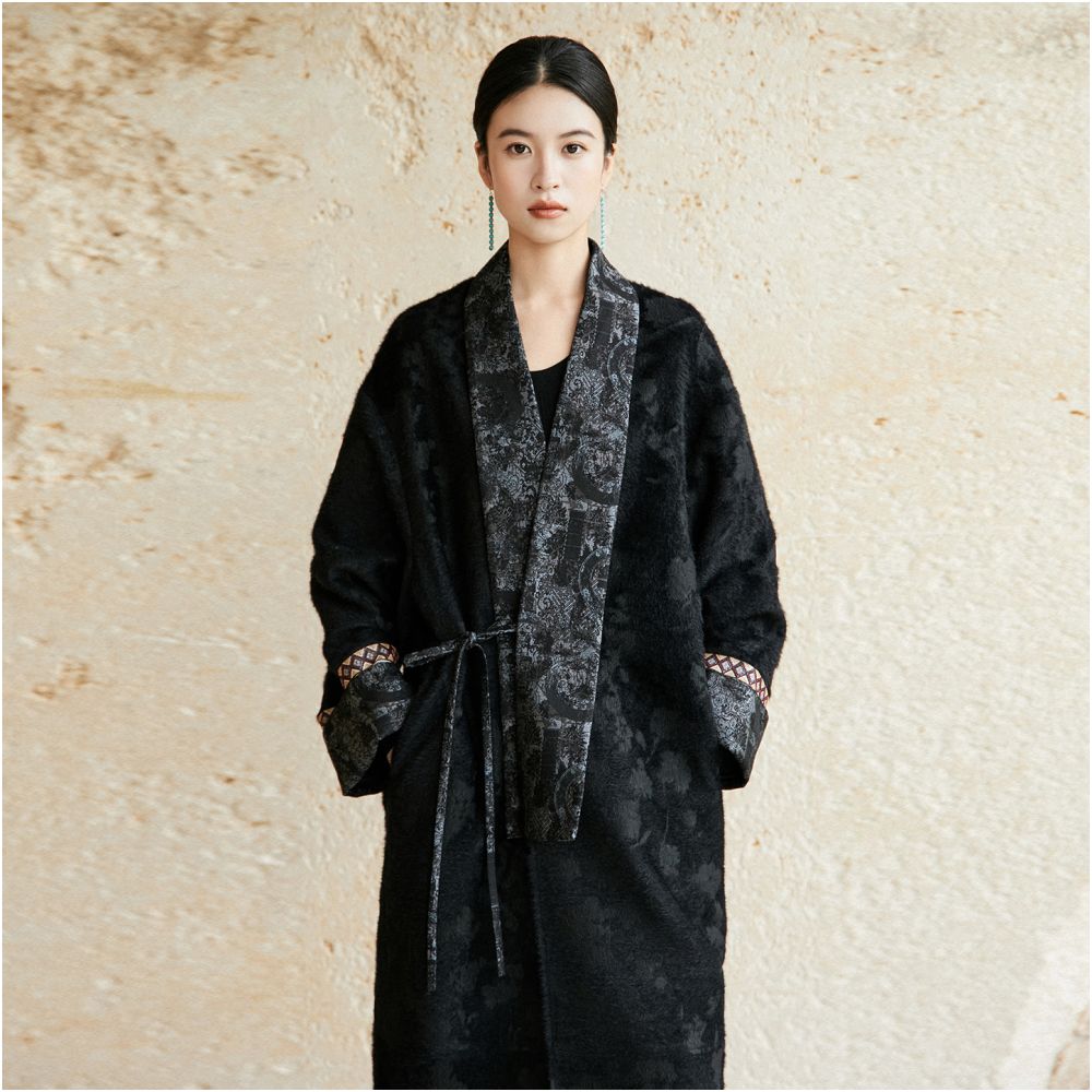Anytime Qichen Badayun Patchwork Fabric New Chinese Ethnic Style Wool Jacquard Coat for Women image 10