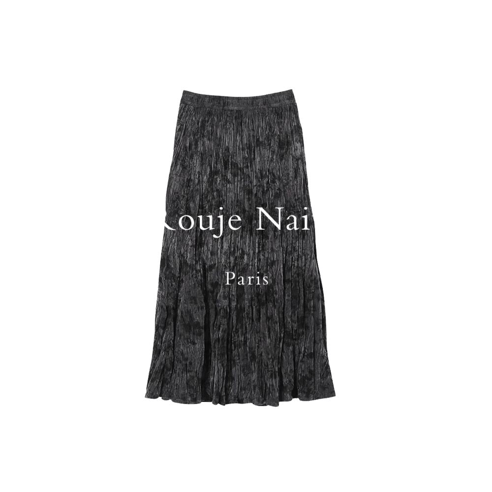 Rouje Naive texture pleated velvet skirt for women new autumn and winter thick slimming A line pleated umbrella skirt image 5