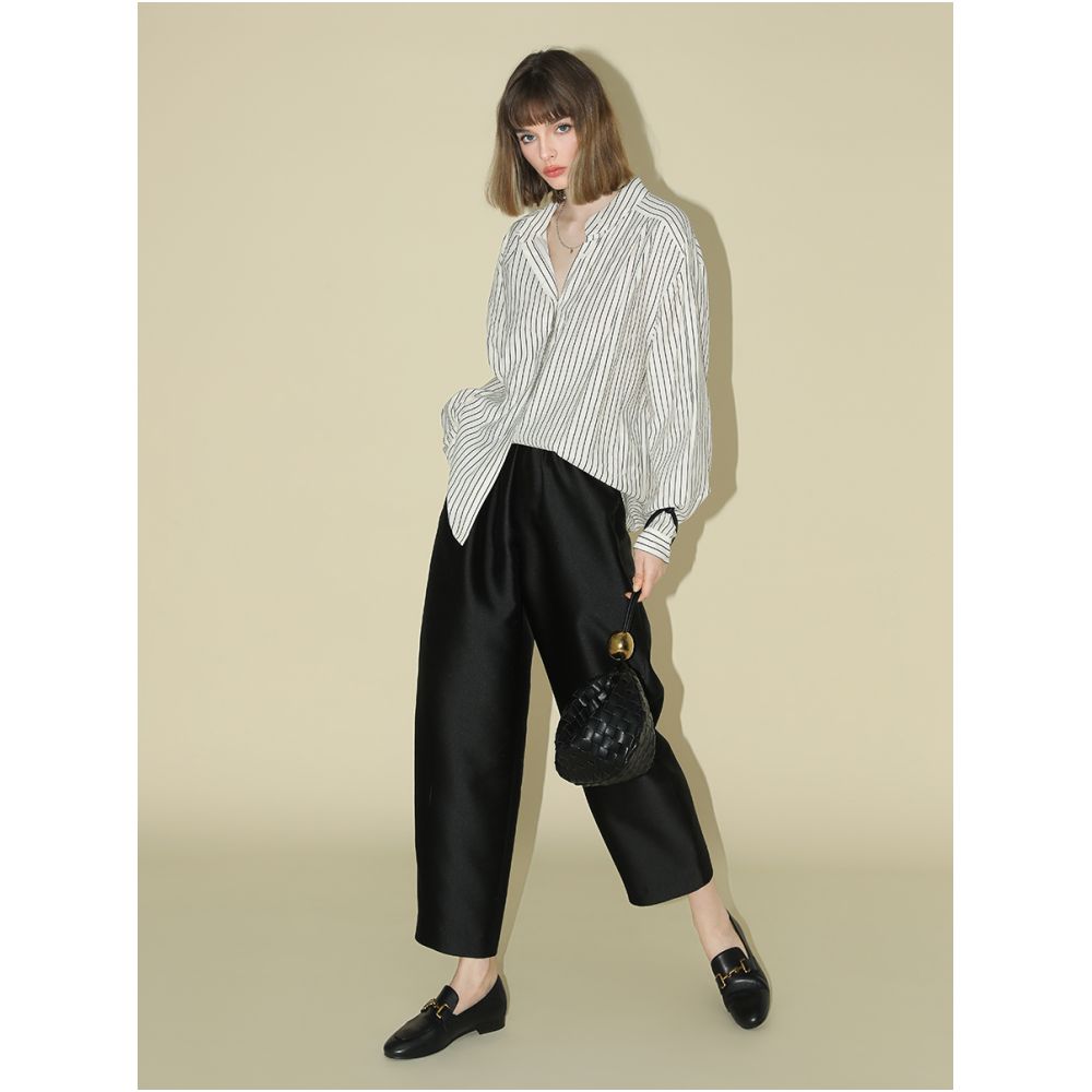 3 pieces 50 off COCOBELLA workplace commuting black trousers women s silk light quality wide elastic pipe pants PA547 image 2