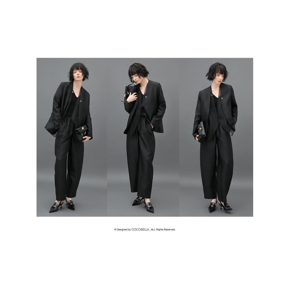 3 pieces 50 off COCOBELLA workplace commuting black trousers women s silk light quality wide elastic pipe pants PA547 image 3