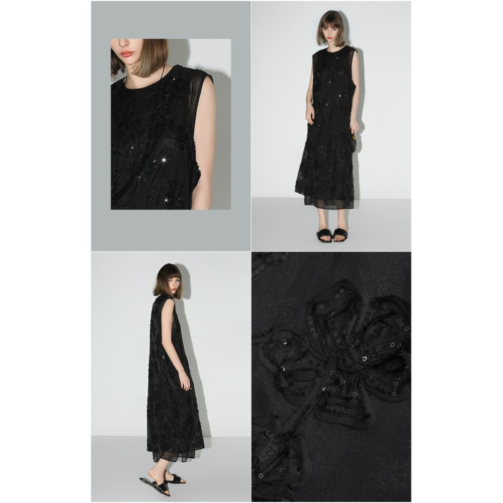 3 pieces 50 off COCOBELLA loose straight tube sequin dress Chinese style sleeveless vest skirt FR0027 2 image 2