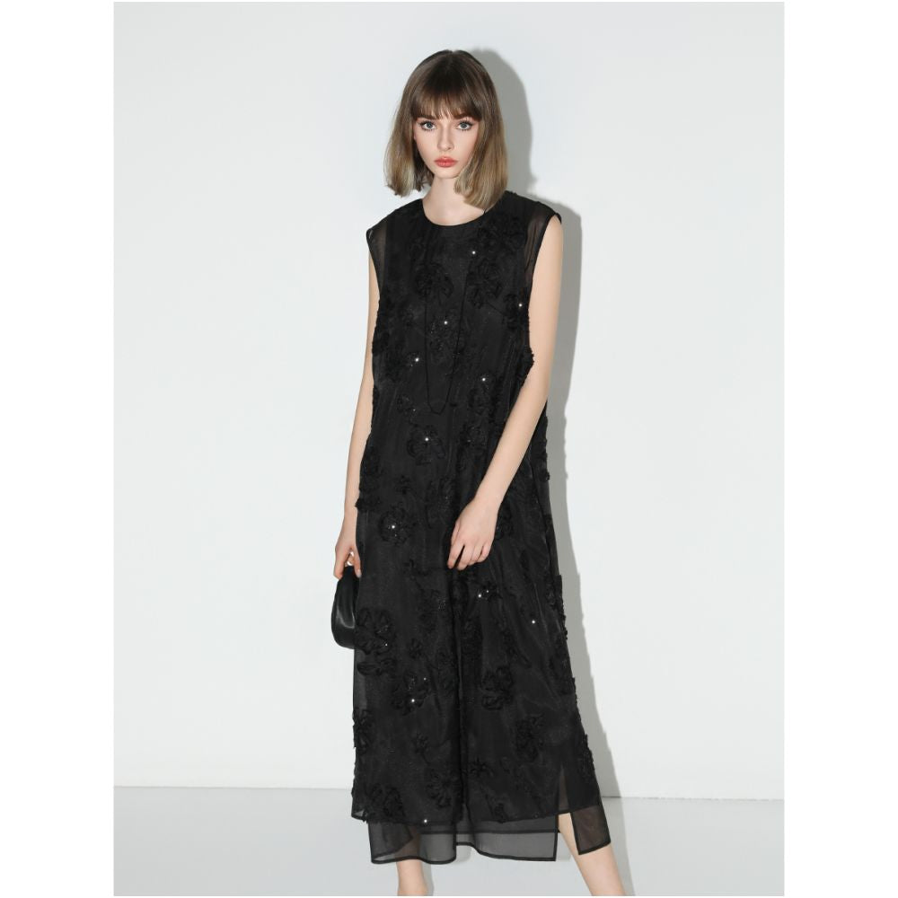 3 pieces 50 off COCOBELLA loose straight tube sequin dress Chinese style sleeveless vest skirt FR0027 2 image 5