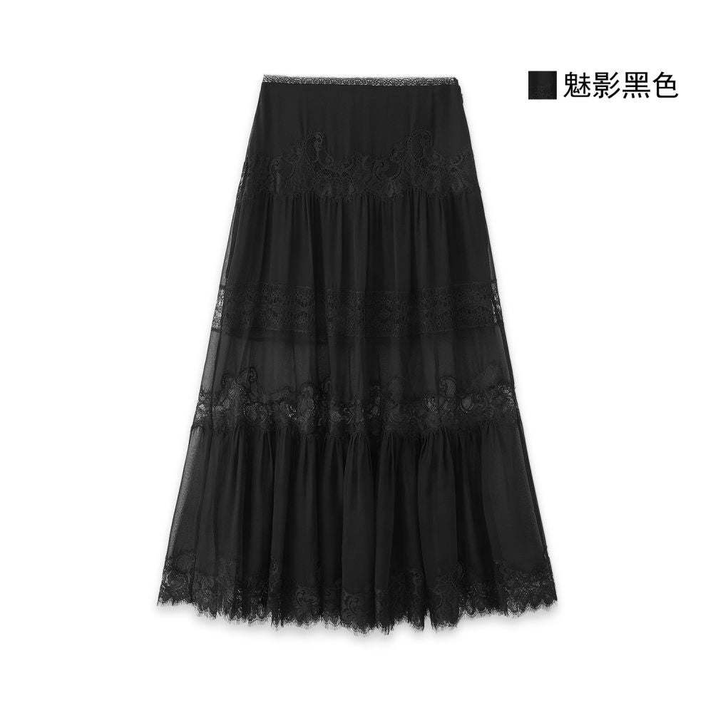 Little Insect Ethereal White Moonlight Dress with Hollowed out Lace and 3D Embossed Texture 100 Mulberry Silk Slimming Long Skirt image 13