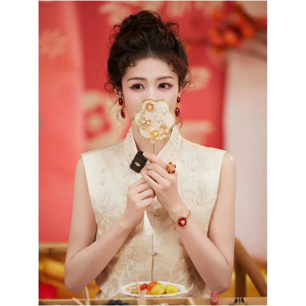 2025 Spring Summer New Product New Chinese style Nail Bead Embroidery Chinese Style Vest Coat Fairy Air Mesh Half Skirt Set image 4