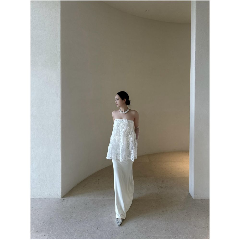 1S Texture Jacquard Skirt Set Art Atmosphere View Exhibition Birthday Toast Vacation Photo Evening Dress image 7