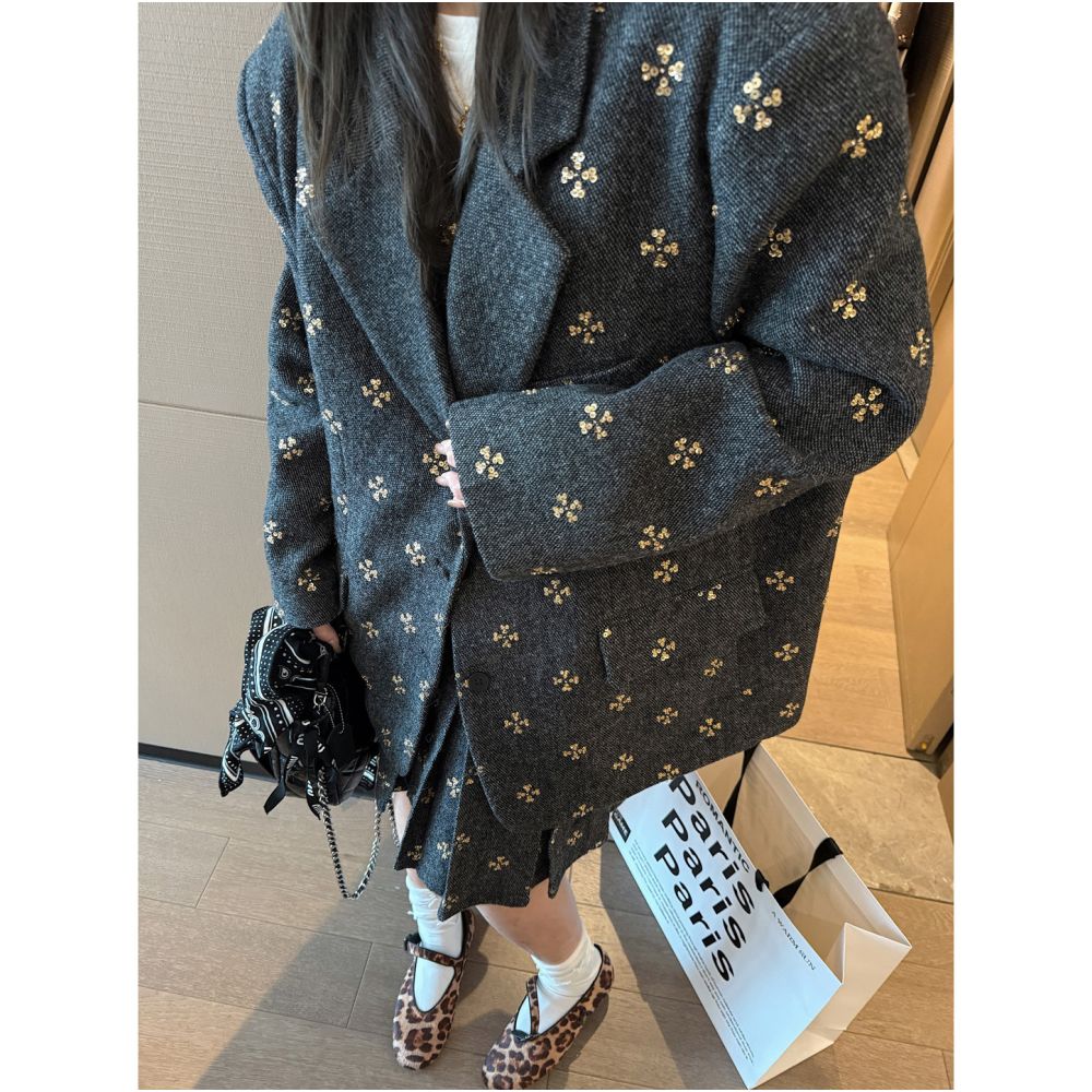 ASAYA5324 – Midnight Fleur Tweed Set 🌙✨