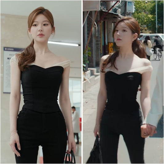 ASAYA5333 – Noir Sculpt Off-Shoulder Corset Top 🖤✨