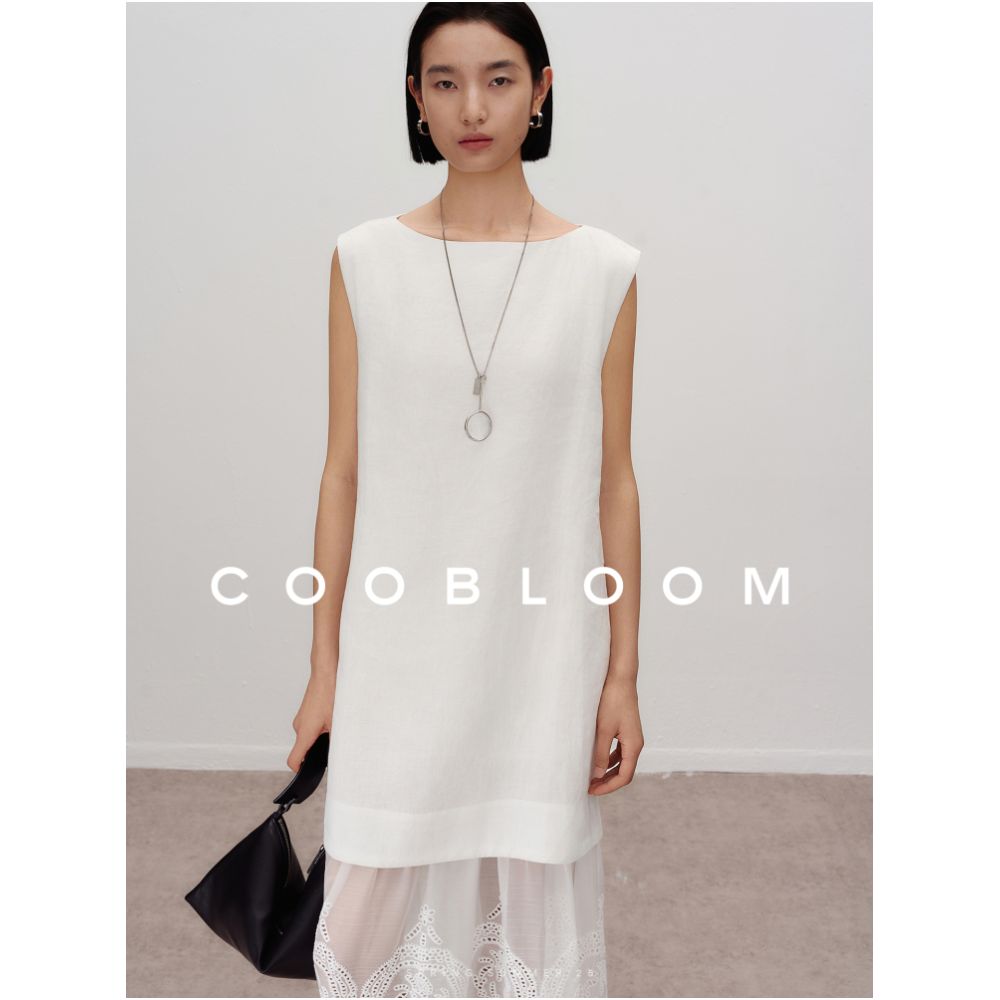 COOBLOOM socialite style lace embroidery fake two piece dress women s lazy style commuting versatile vest dress image 2