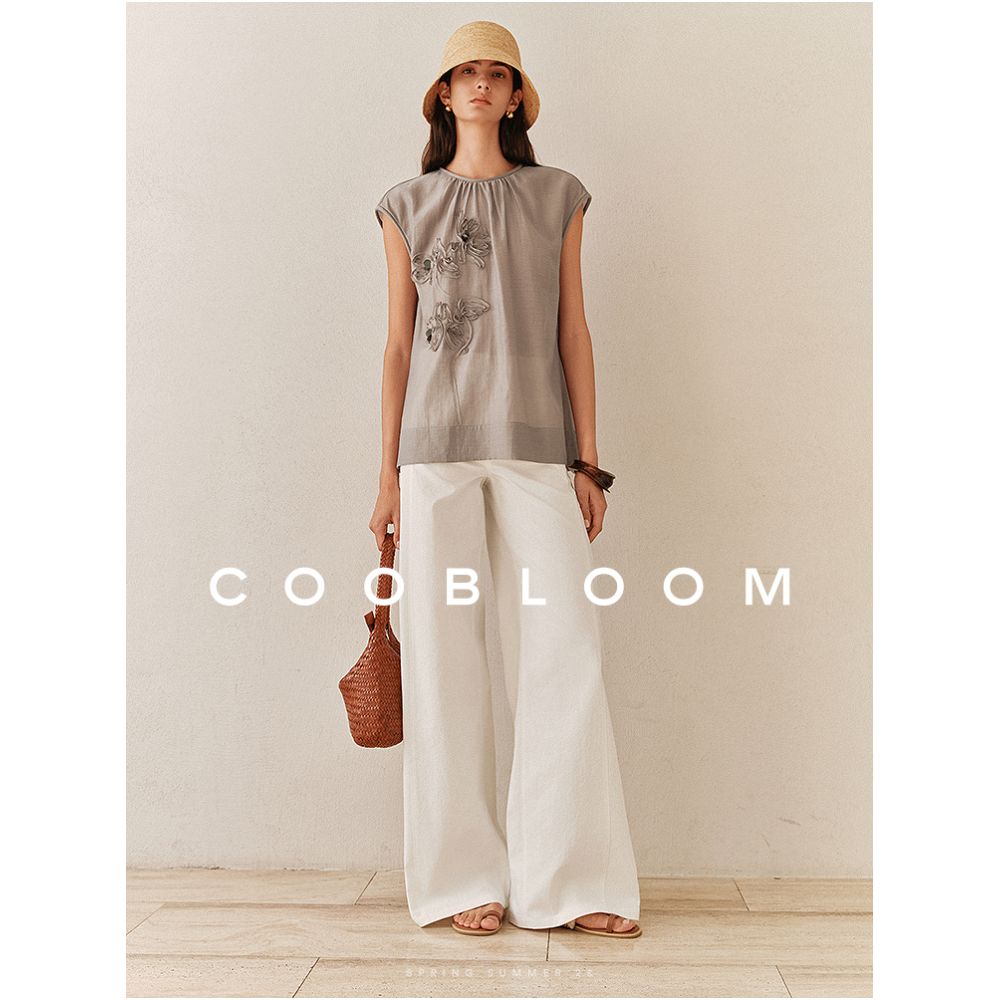 COOBLOOM casual loose suit stylish and stylish anti aging Tencel acetate linen sleeveless top skirt image 1