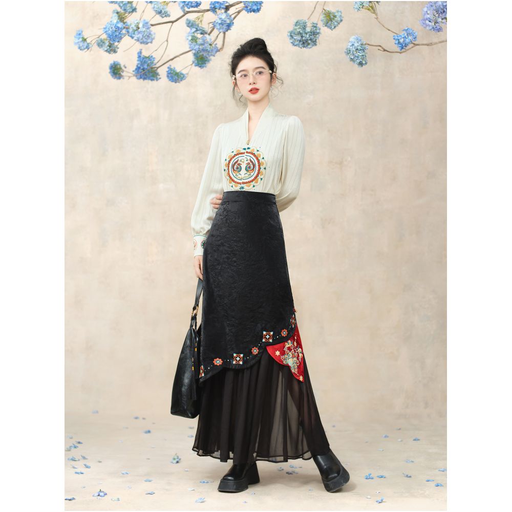 ASAYA5345 – Imperial Noir Layered Skirt 👑🖤