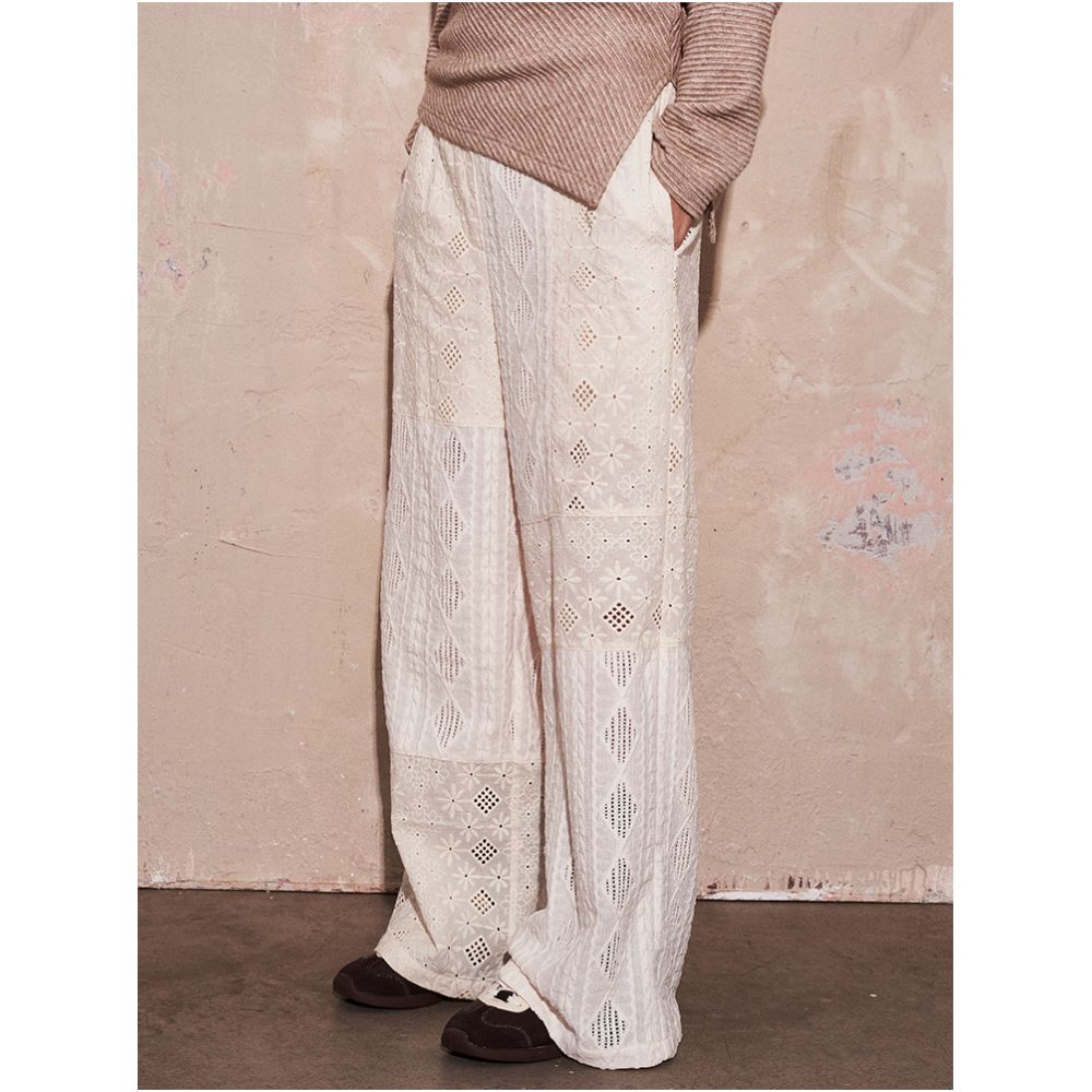SAME FLOW original niche design straight leg high waisted casual pants with hollowed out wide legs women s floor pants image 0