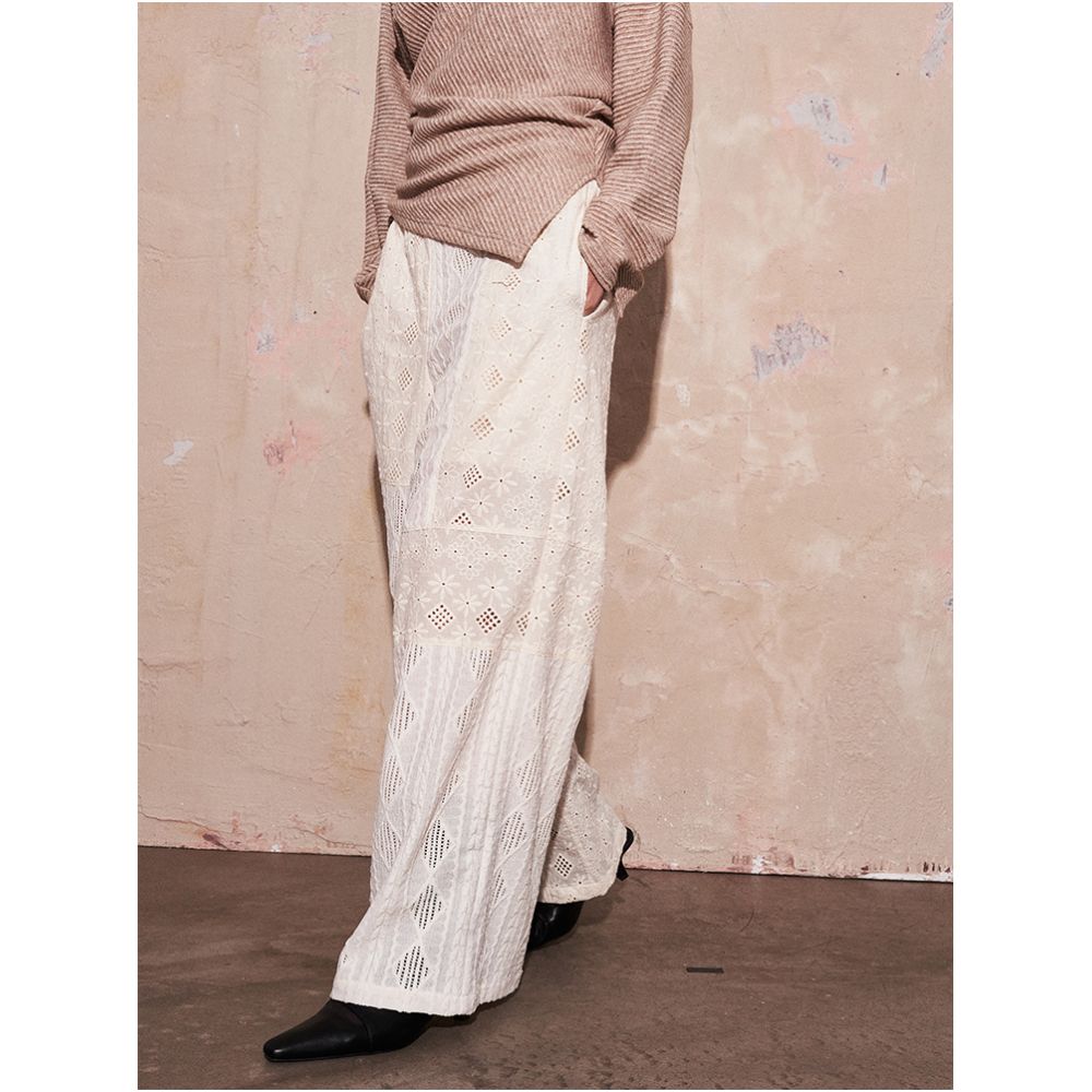 SAME FLOW original niche design straight leg high waisted casual pants with hollowed out wide legs women s floor pants image 2