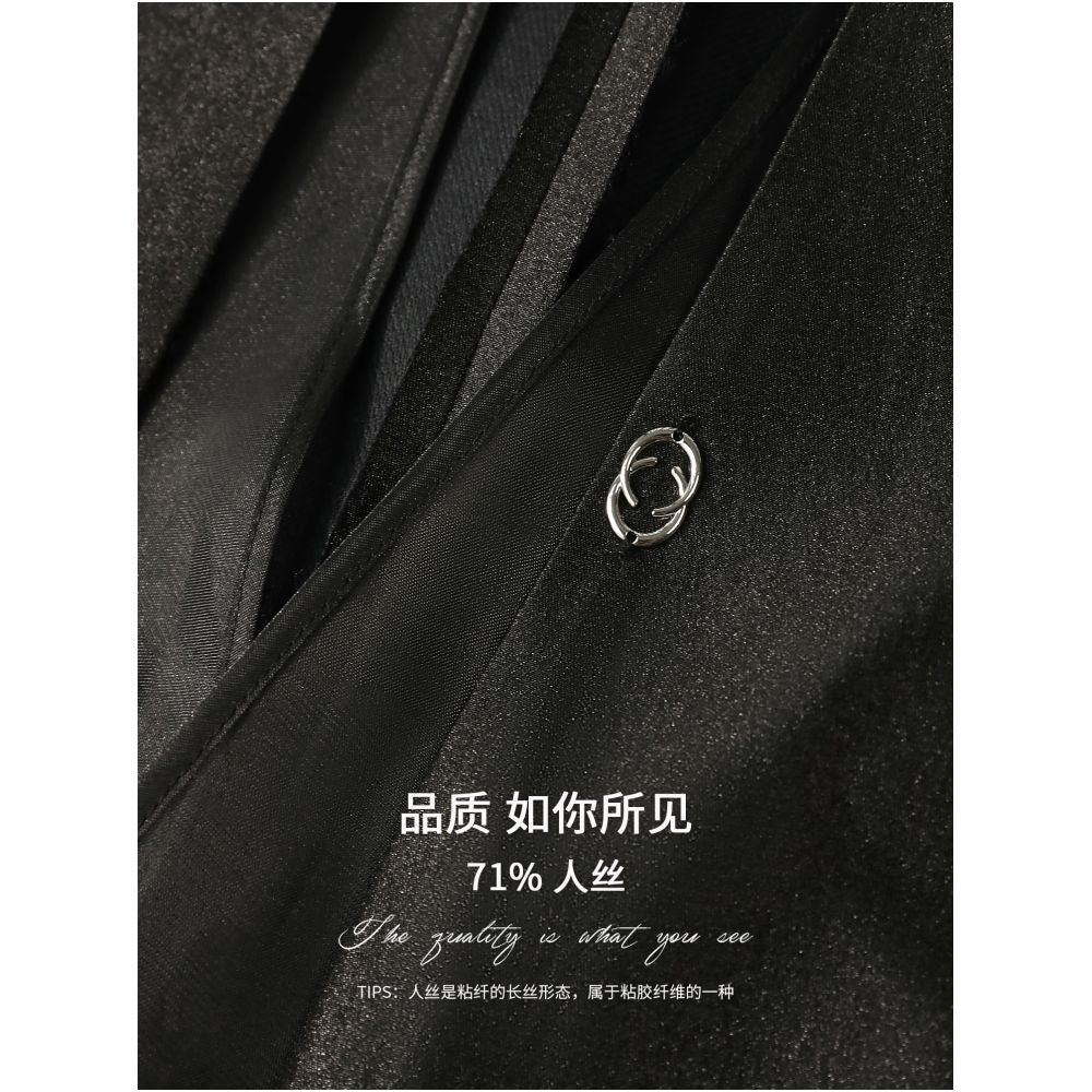 COCOBELLA high intelligence splicing silk collarless suit women s early autumn commuting casual temperament jacket SI533B image 4